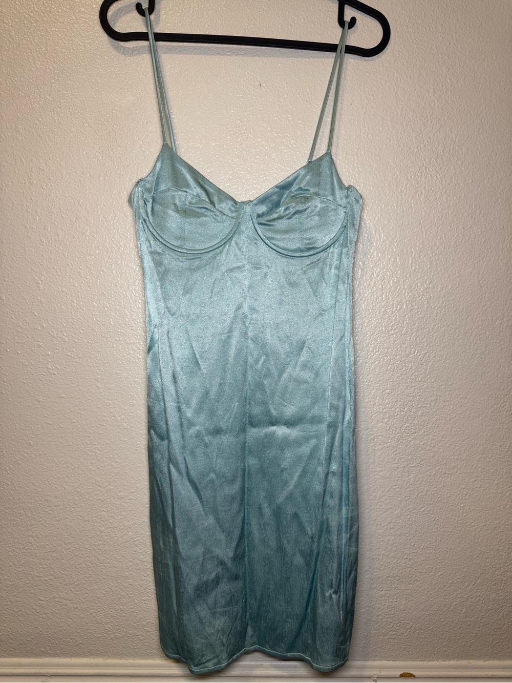 Satin Underwire Slip Dress in Light Aqua - homecoming / holiday / Halloween